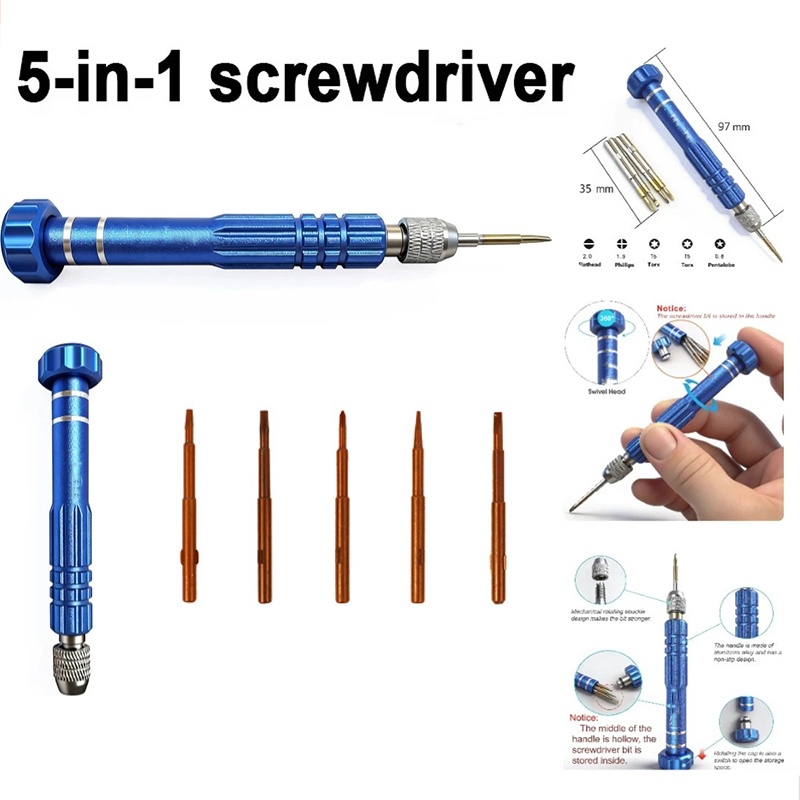 Electronics Repair Manual - 5 in 1 モバイルフォン修理キット ノートパソコン・タブレットメンテナンス用精密クロス・スタービットセット ポータブル電子機器修理キットツール