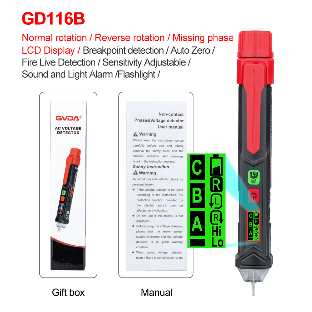 Circuit Test Pencil - GVDA 電気ペン スマートブレークポイントファインダー 回路チェックペン 非接触電圧テスター 12～1000V
